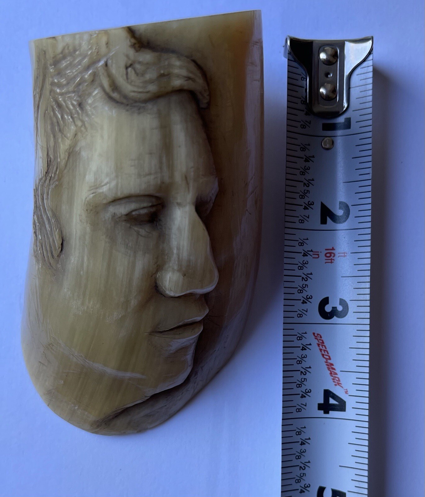 Antique WWI Carved Horn Head Military Soldiers Officers German Folk Trench Art