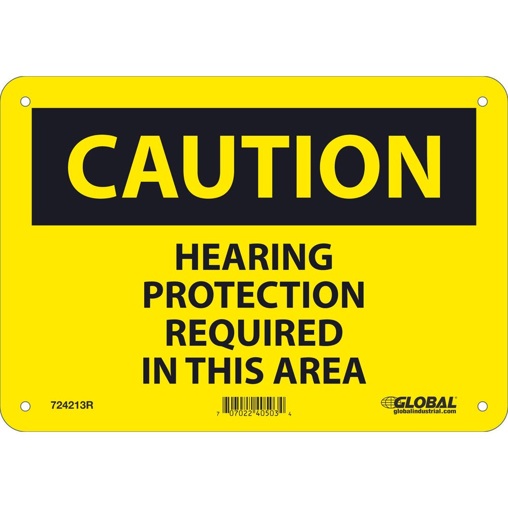 Caution Hearing Protection Required 7x10 Rigid Plastic