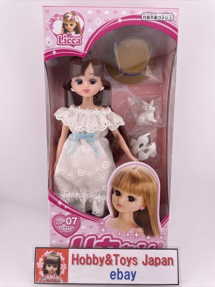 Licca LD-07 Outing with Rabbit White One Piece Dress Fashion Doll Licca-Chan
