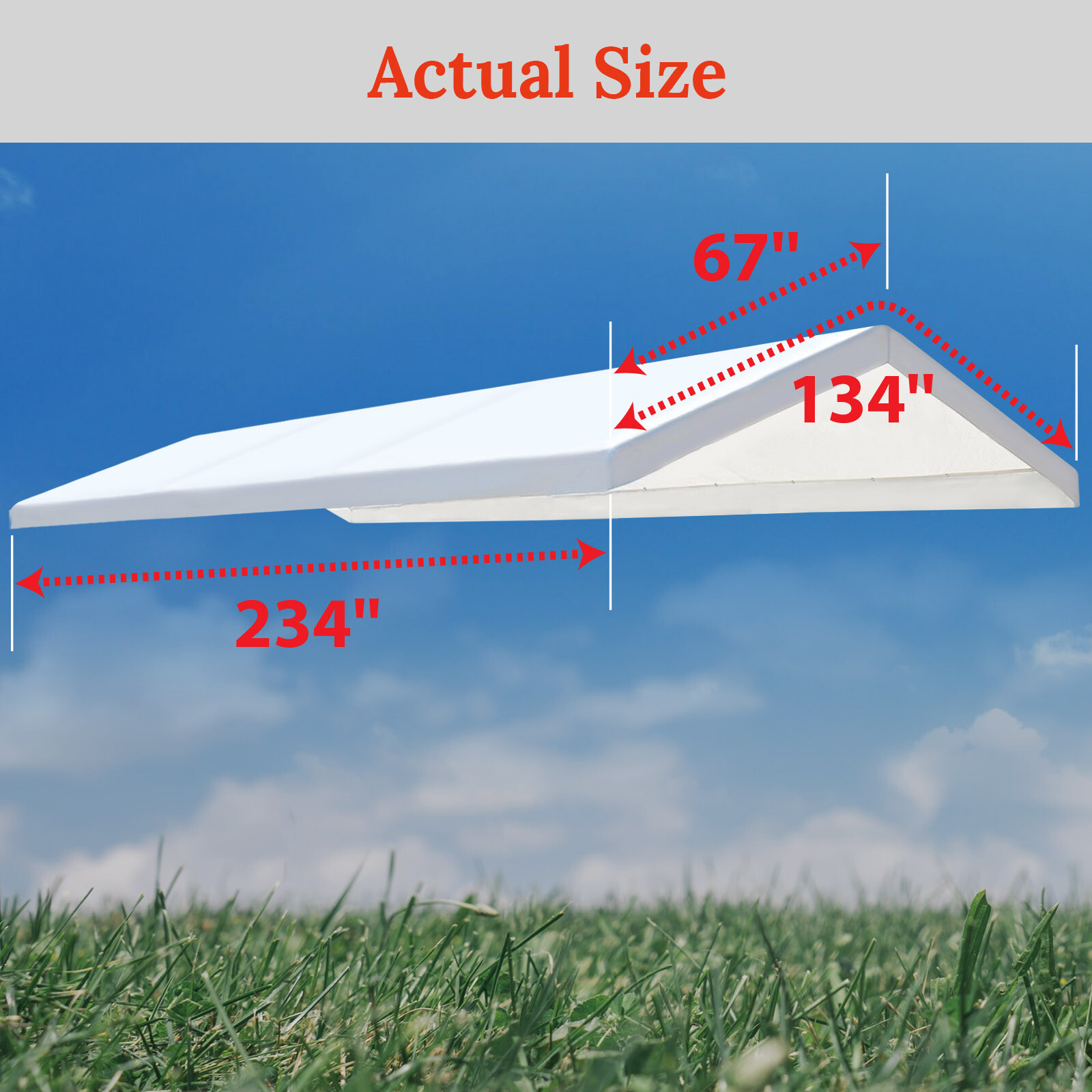 10x20' Carport Replacement Canopy Garage Top Cover Only with Bungees Ball & Edge