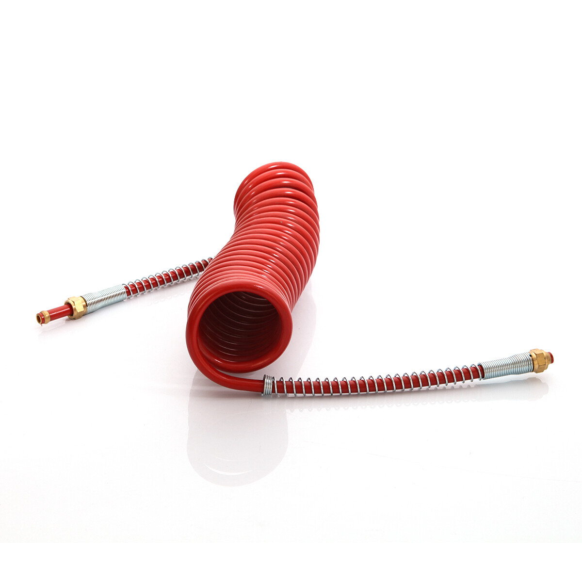 15' RED AND BLUE COIL COILED AIR LINE HOSE SET - TRAILER BRAKE - 1/2" Fittings