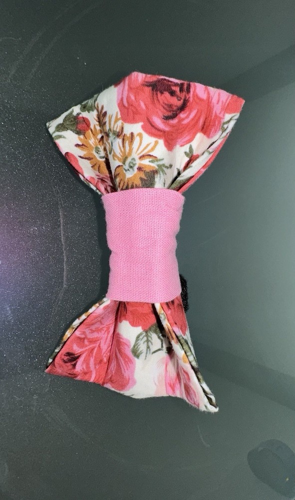 Handmade Over The Collar Small Pet Bow - floral pattern #1