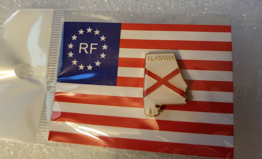 Alabama State Flag Map Cloisonne Hat & Lapel Pin