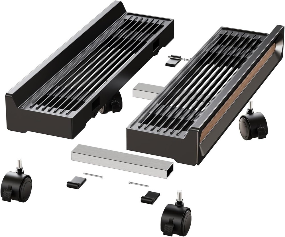 Adjustable Mobile CPU Stand,Ventilated PC stand for floor, Computer Black