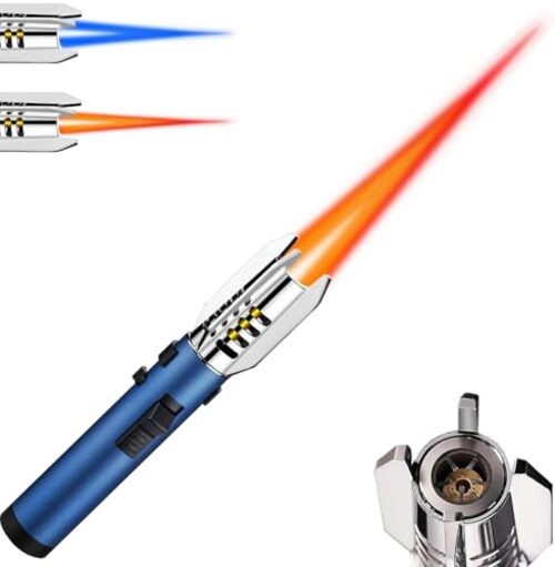 Torch Lighter, Refillable Butane Windproof Jet Flame Super Large Torch Blue