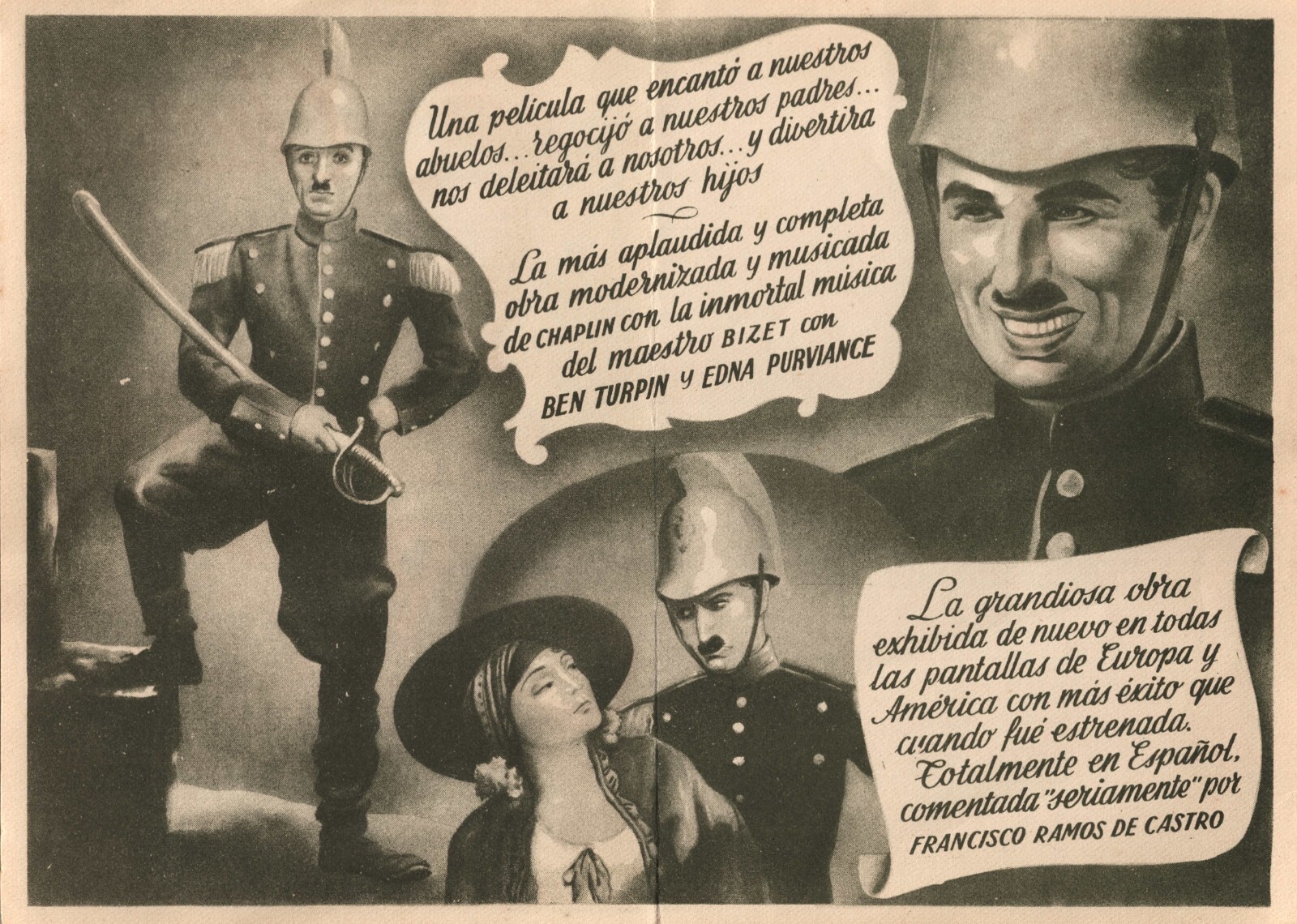 Charlie Chaplin Carmen Spanish Silent Movie Herald in 1915 Parody of Bizet Opera