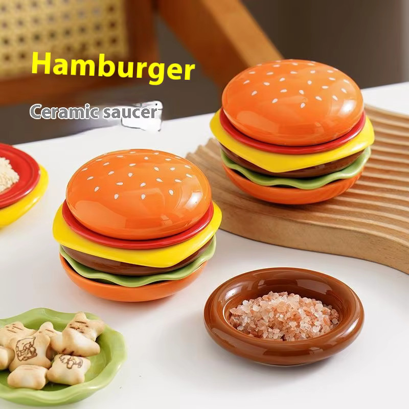 Stackable 6-Layer Hamburger Plate Set Mini PP Dinner Plates with Sauce Container
