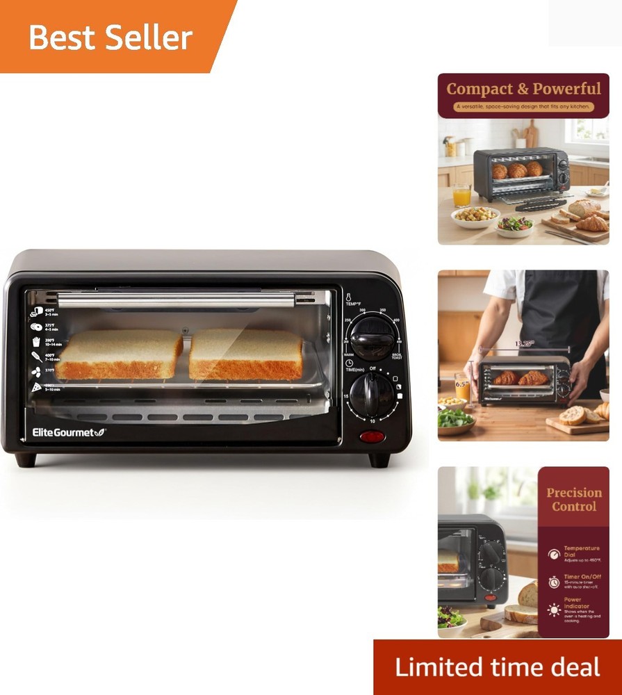 Personal Compact 2 Slice Countertop Toaster Oven with 15 Minute Timer & Adjus...