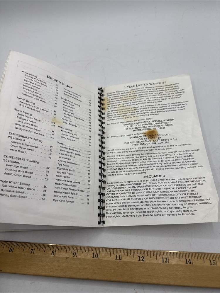 Oster 2 Lb.Expressbake Bread Machine User Manual &Bread Recipes