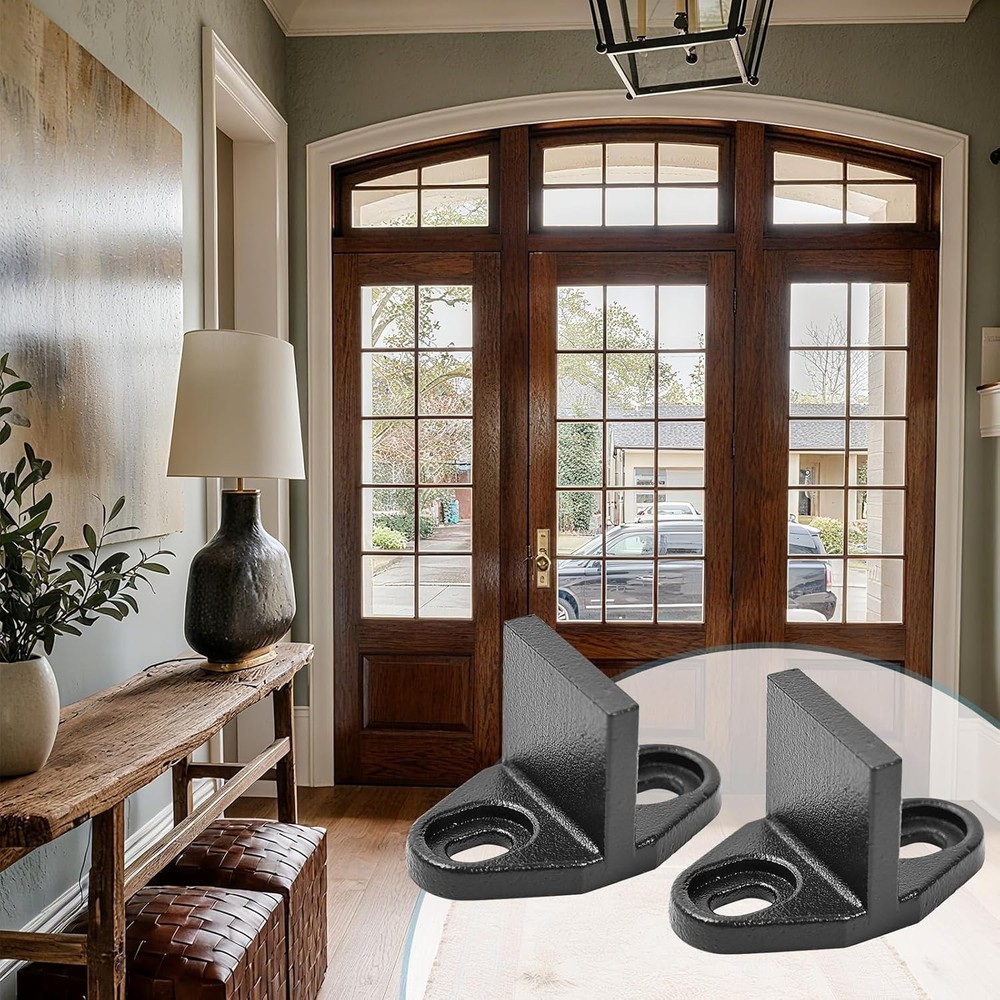 Heavy Duty T-Shaped Barn Door Floor Guide - 2 Pcs Adjustable Bottom Track System