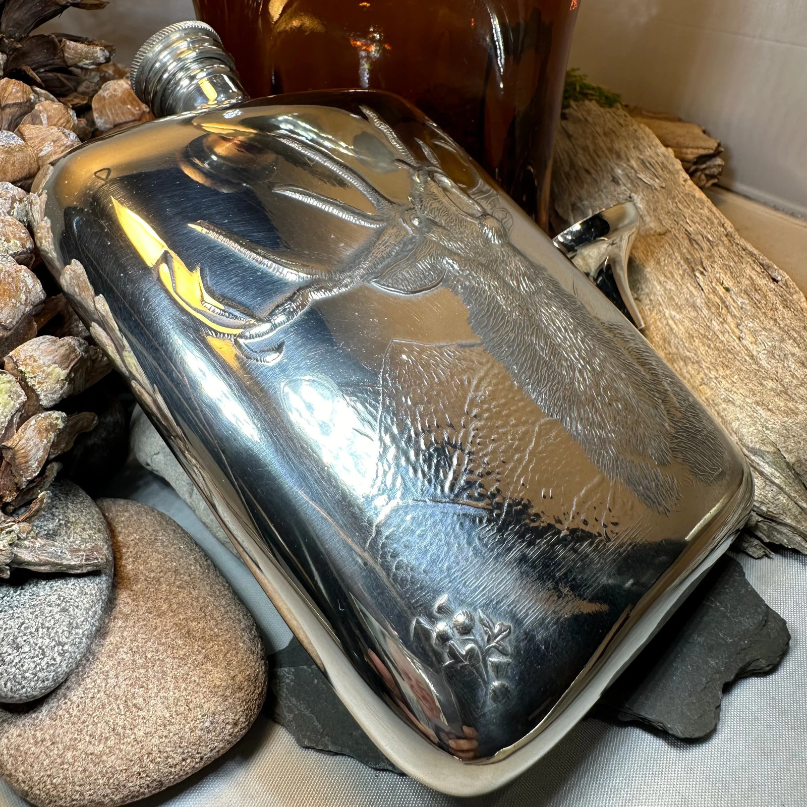 Stag Pewter Hip Flask Hunting Hunter Whisky Lover Mens Gifts