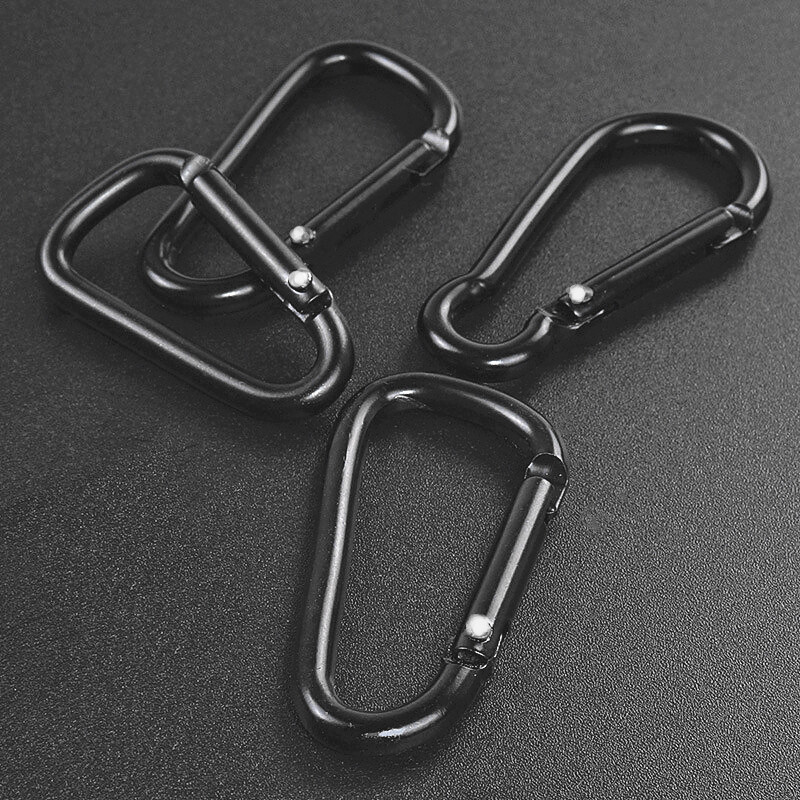 100x Mini Black Carabiners Spring Clip Hook Keychain Key D Ring Hiking Small