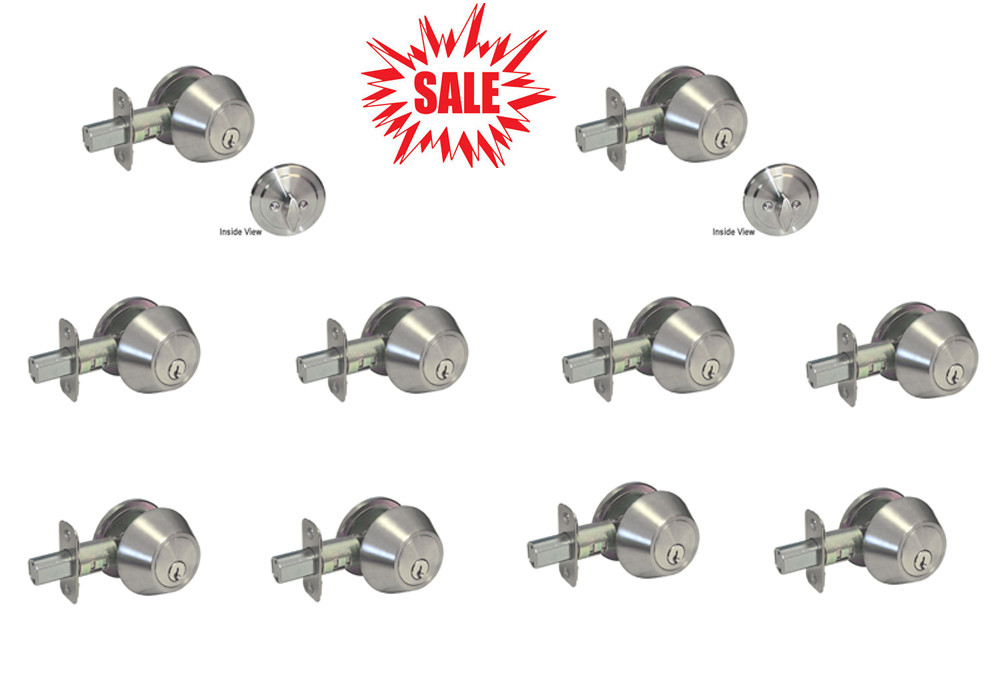 Brushed Nickel Deadbolt Single Cylinder Door Locks Satin Nickel Knobs Same keys