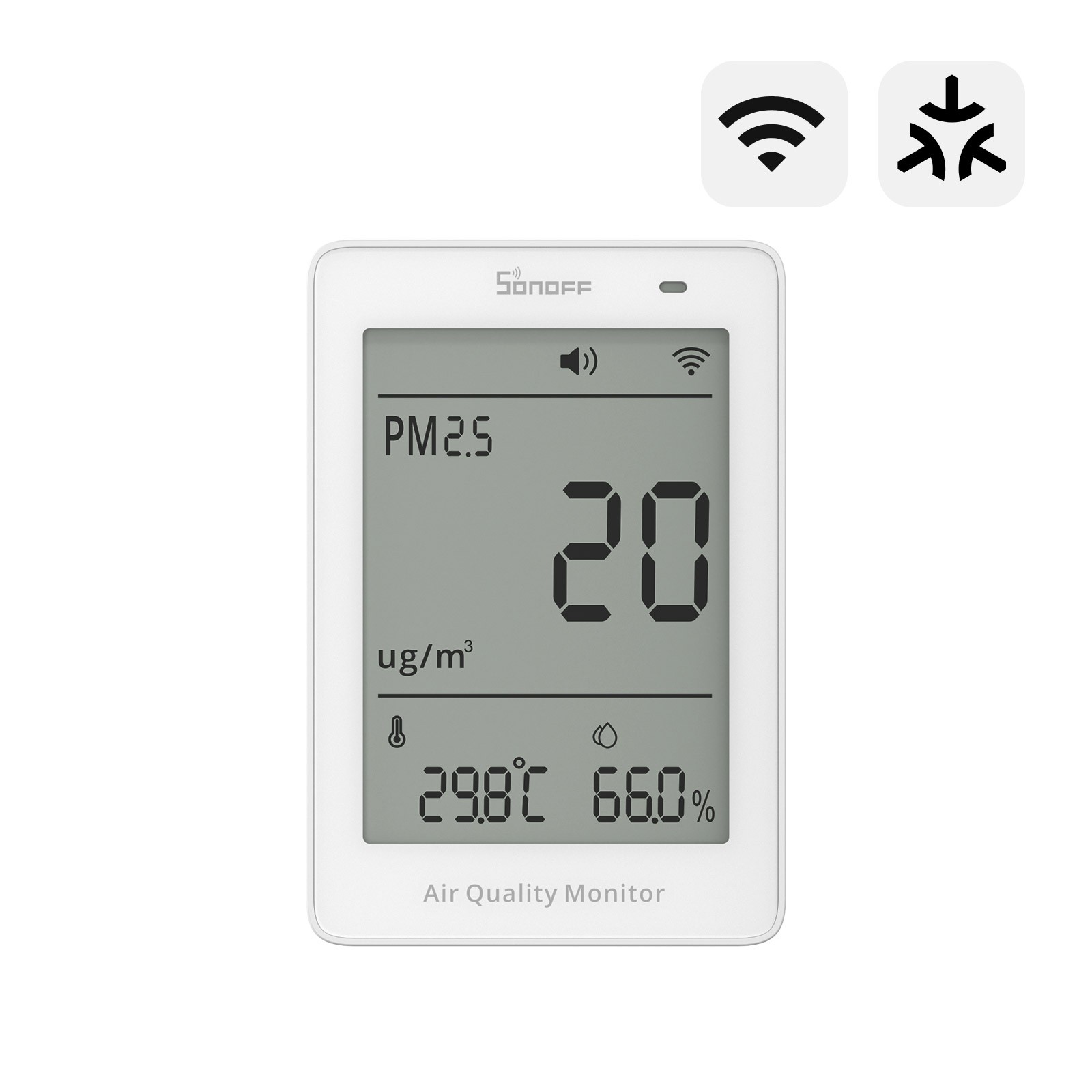 SONOFF Matter Over Wi-Fi Air Quality Monitor Indoor PM2.5 PM10 4-in-1 Monitoring
