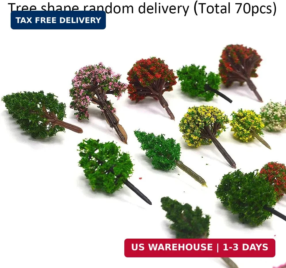 70pcs Mini Model Trees Mixed Miniature Trees Model Train Scenery Artificial Warg
