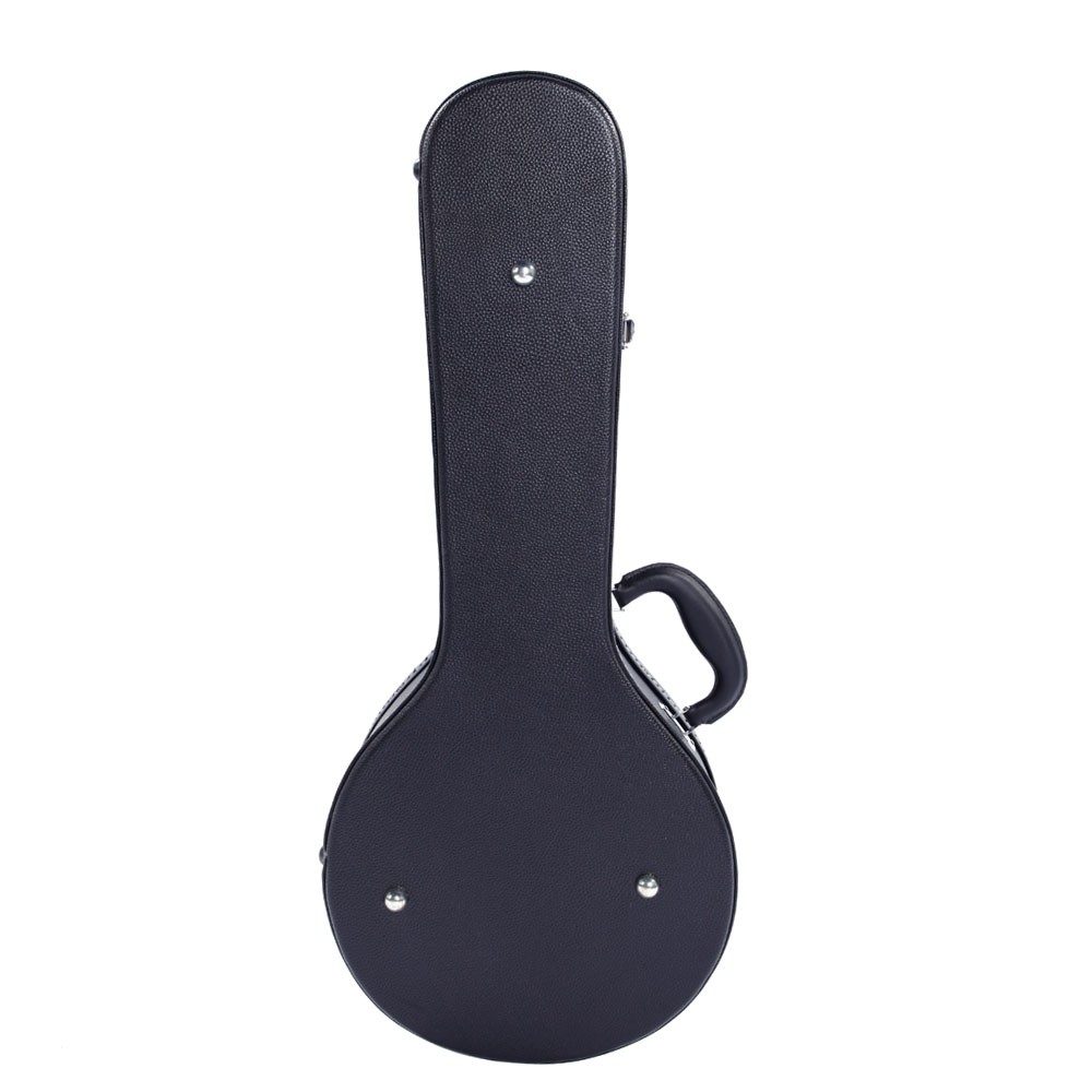Hardshell A-Style Microgroove Pattern Leather Wood Mandolin Case Black