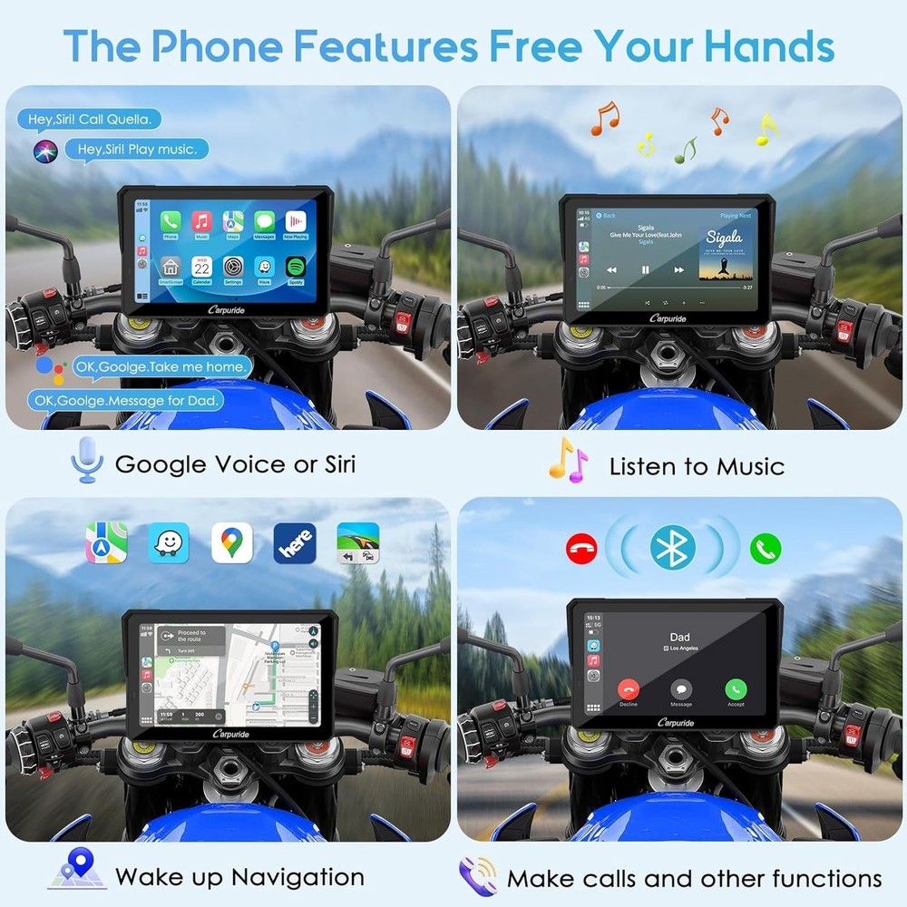 Carpuride W702Pro Wireless Carplay Android Auto Waterproof Touchscreen For Motor