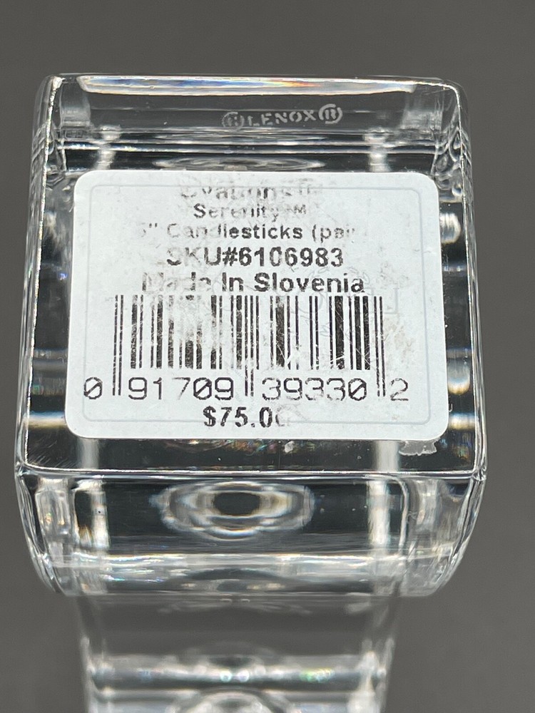 Lenox Crystal SERENITY Ovations Collection Candlestick Wavy Pattern