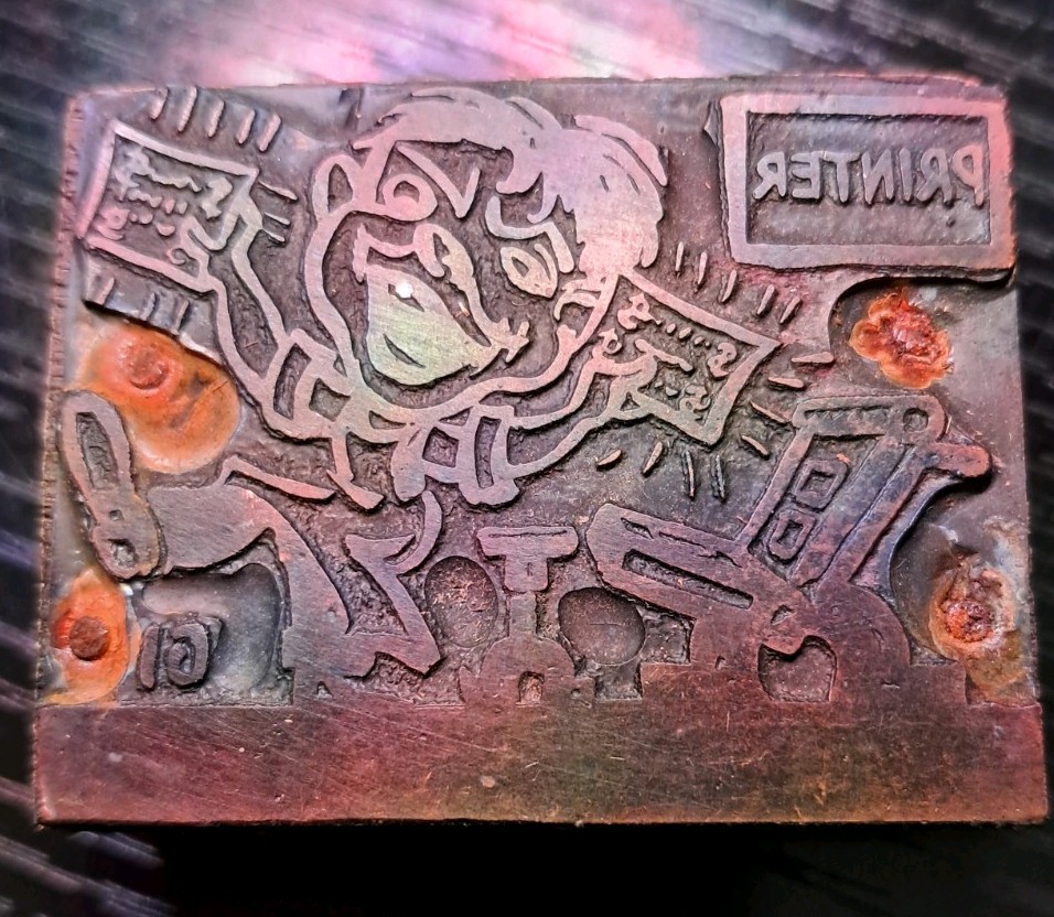1928 Printer Letterpress Block. Printer Advertising