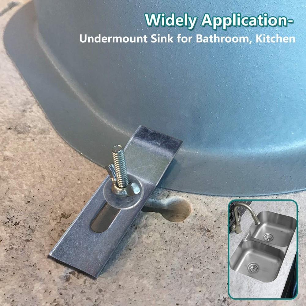10 PCS Undermount Sink Clips Brackets Kitchen Bathroom Supports Hardware Kits