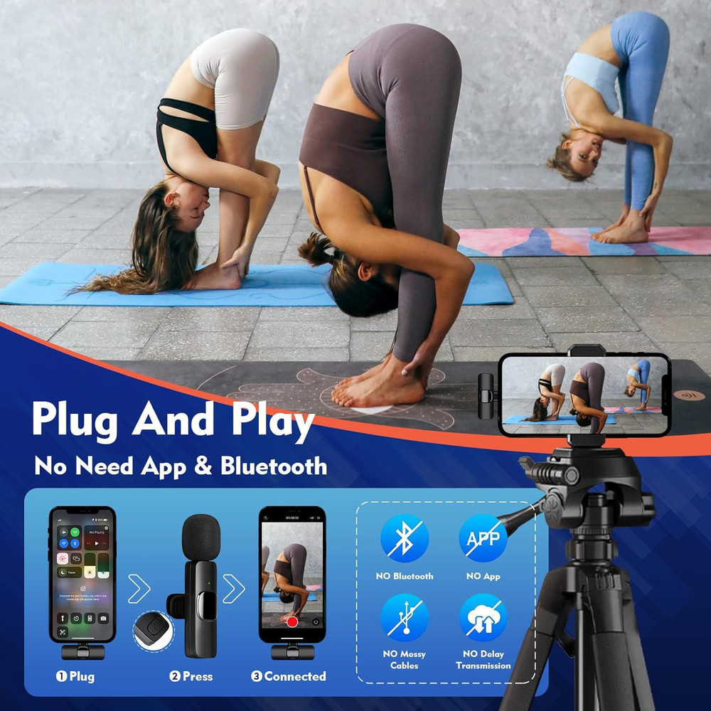 New Mini Wireless Microphone for Iphone Ipad Android,Lavalier Microphone for Vid