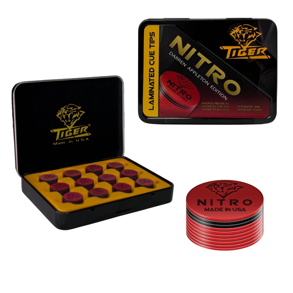 Tiger Nitro Laminated Pool Cue Tip 14mm Qty 1 Tip