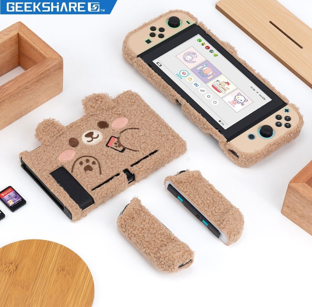 GeekShare Protective Case for Nintendo Switch New Cute Bear Plush Hard Shell NS