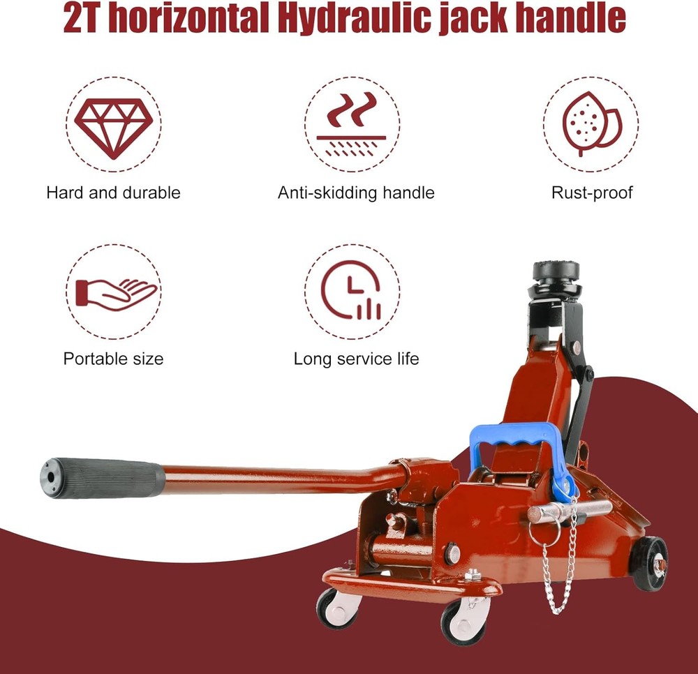 Windspeed Horizontal Hydraulic Jack Handle, 2 Ton Floor Medium, Red