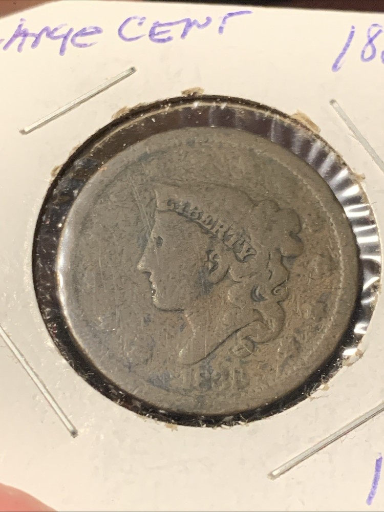 EARLY 100% ORIGINAL 1838 U.S. LARGE CENT