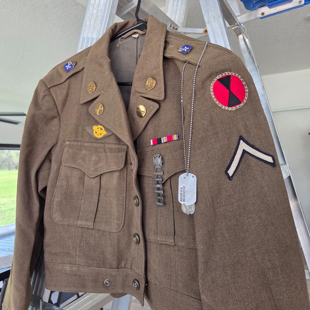 ORIGINAL WWII US ARMY M1944 AGSU CLASS A IKE JACKET 32D INFANTRY REGIMENT EUC