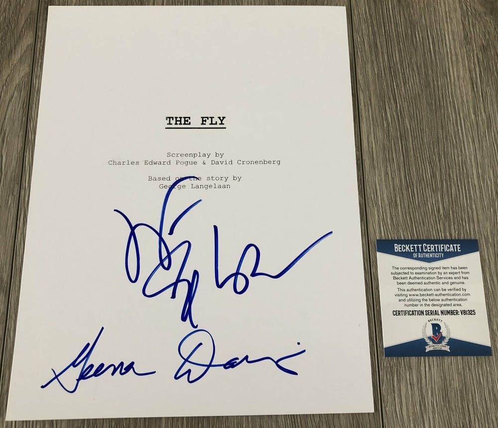 JEFF GOLDBLUM & GEENA DAVIS SIGNED THE FLY SCRIPT wEXACT PROOF & BECKETT BAS COA