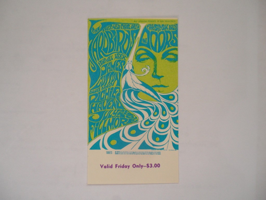 THE DOORS Original__1967__CONCERT TICKET__Fillmore West__San Francisco__EX+