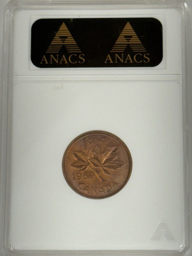 1959 Canada One Cent ANACS MS 66 RED PL