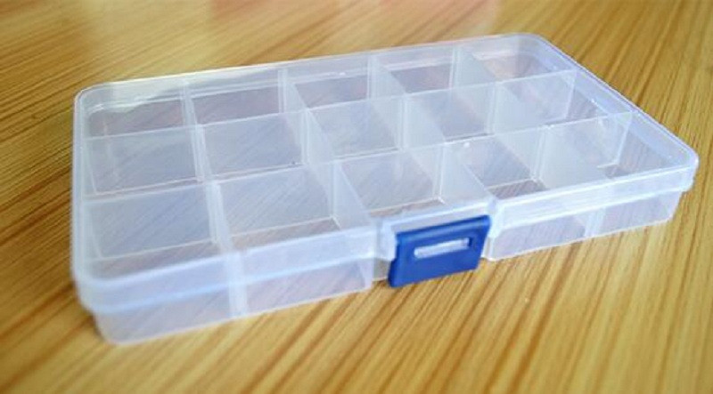 5pcs 15 Cells Slot Transparent Storage Box Cover Shell Electronics Component Box