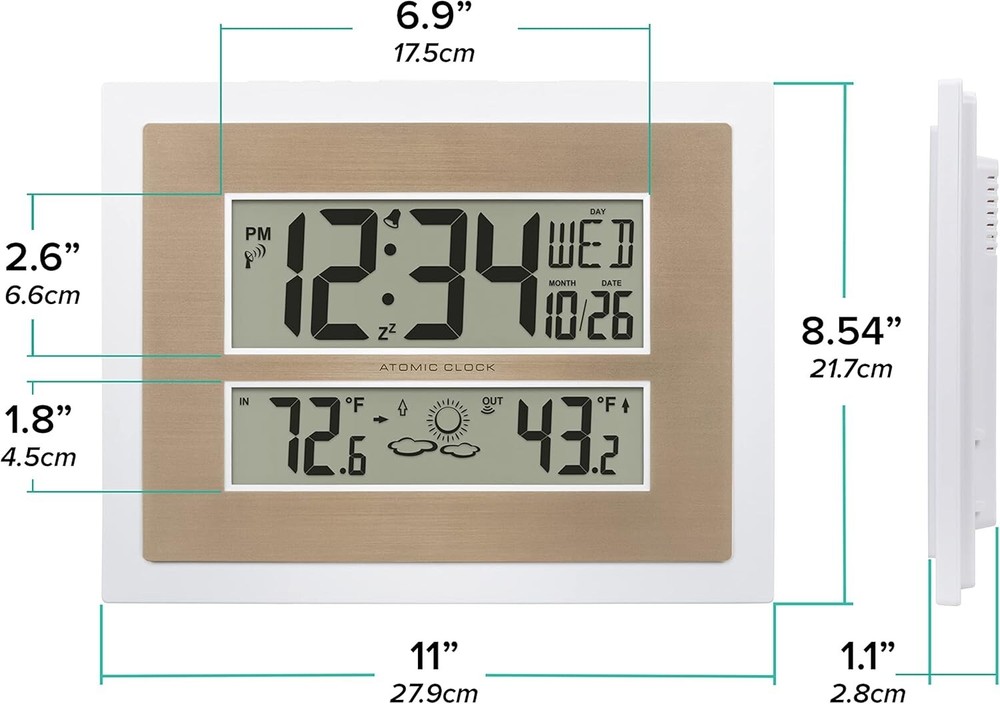 La Crosse Technology Atomic Digital Wall Clock with Temperature & Forecast White