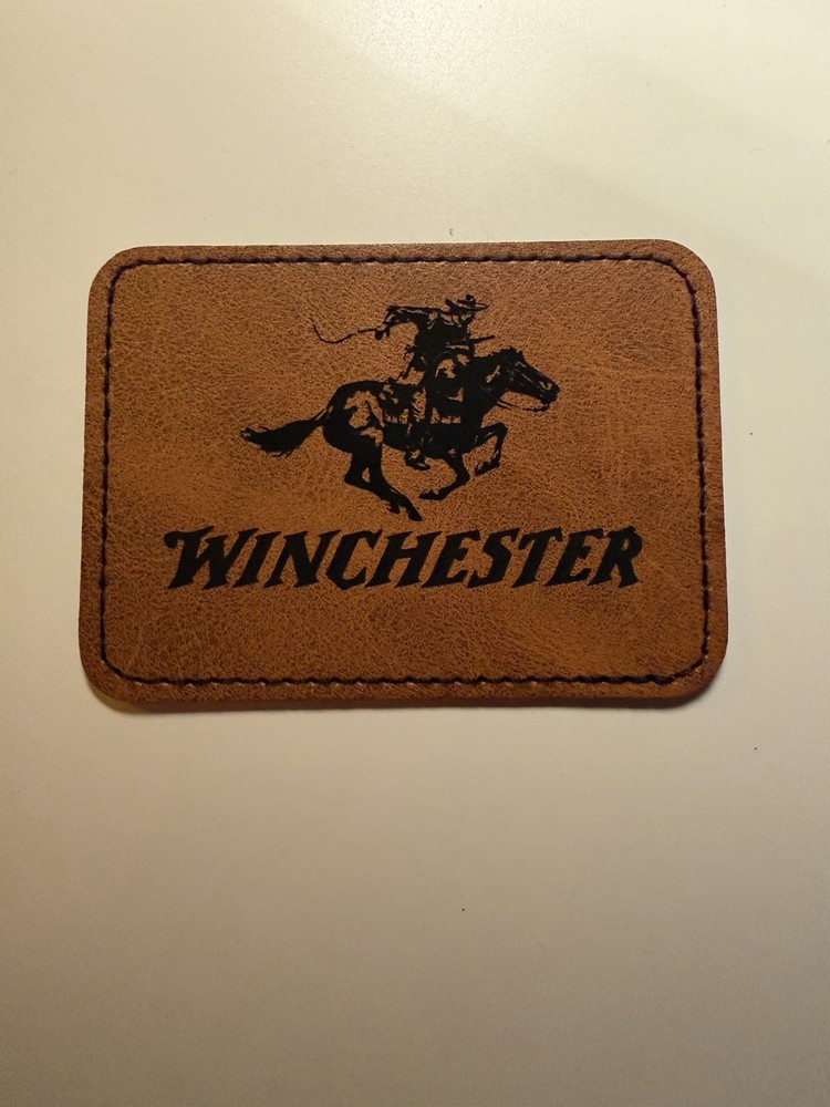 Winchester Arms Iron on Leather Patch 3” X 2” Custom
