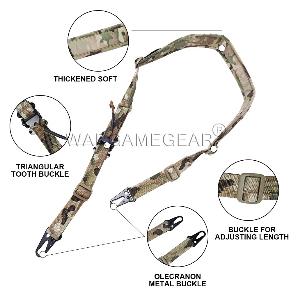 Tactical 2 Point Rifle Airsoft Modular Gun Strap Adjustable Quick Pull Tab Sling