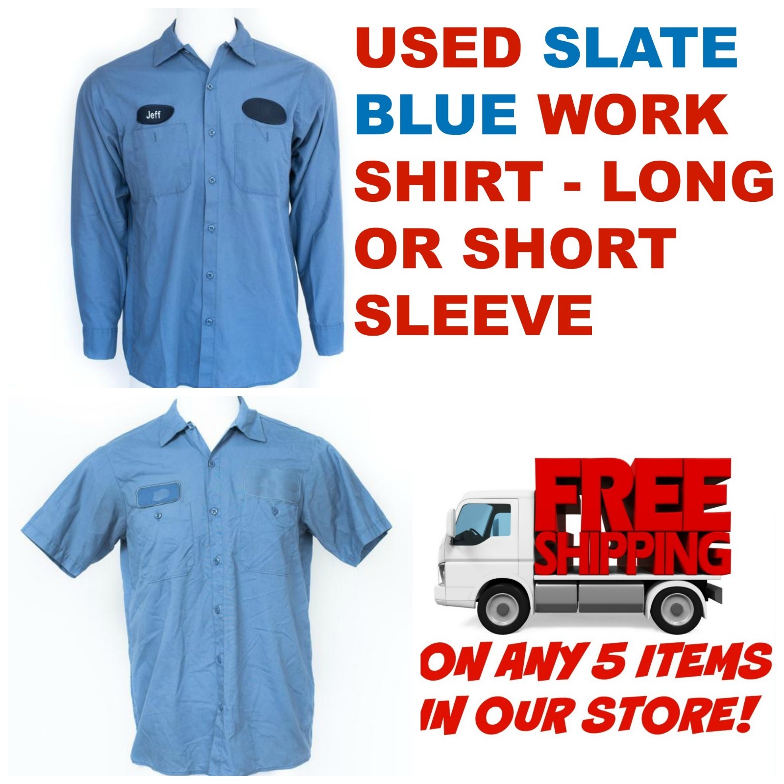 Cintas Red Kap UniFirst G&K Slate Blue Pre-Owned Work Shirts