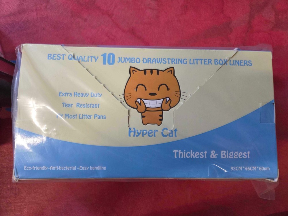 Hyper Cat Jumbo Litter Box Liners Drawstring Bags 10 Count Tear Resistant