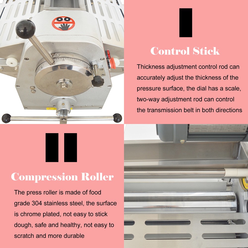 110V Commercial Dough Sheeter Roller Press Crisp Pastry Machine Bread Maker