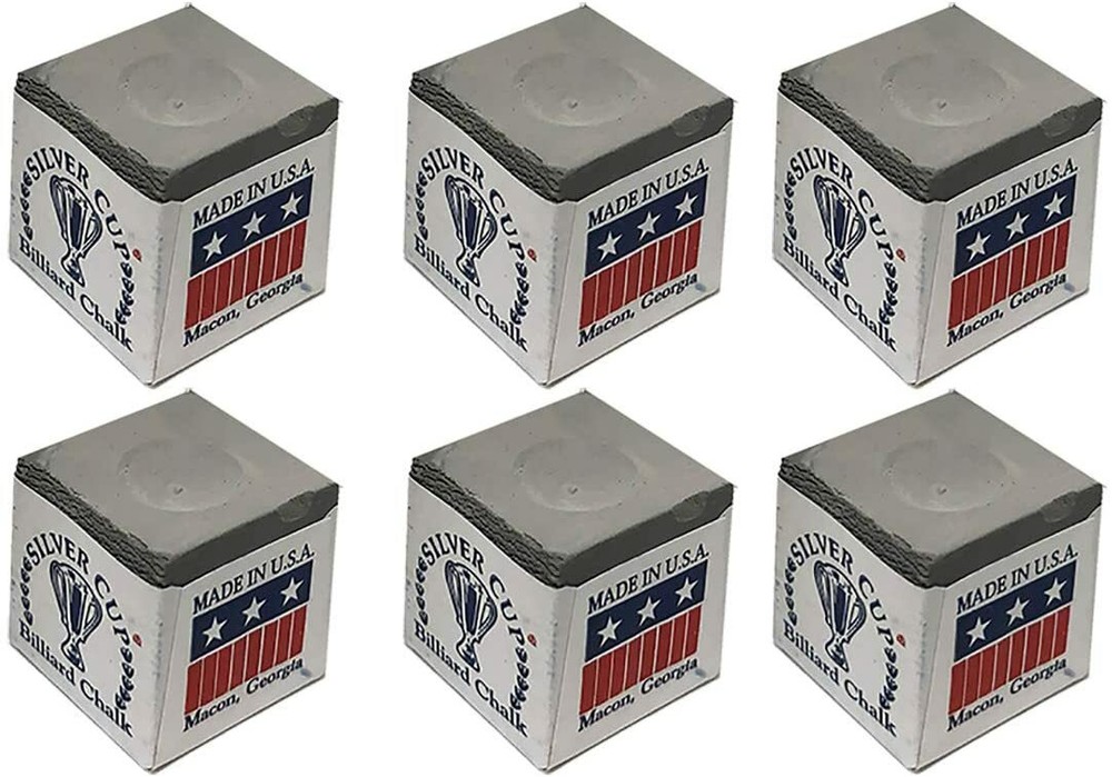 Silver Cup Billiard Chalk - 6 pack (Pewter)
