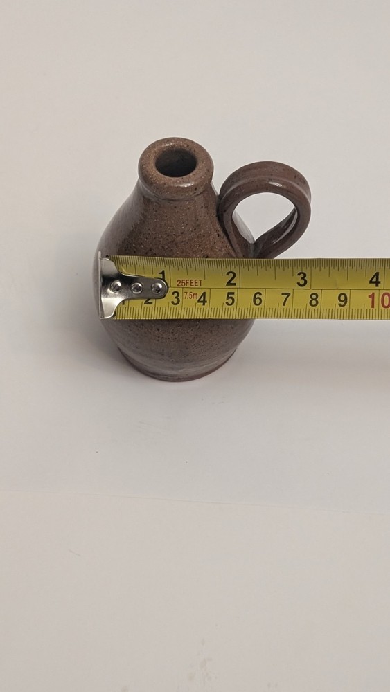 Speckled Brown Mini Handled Ceramic Jug 4 1/4"- Signed
