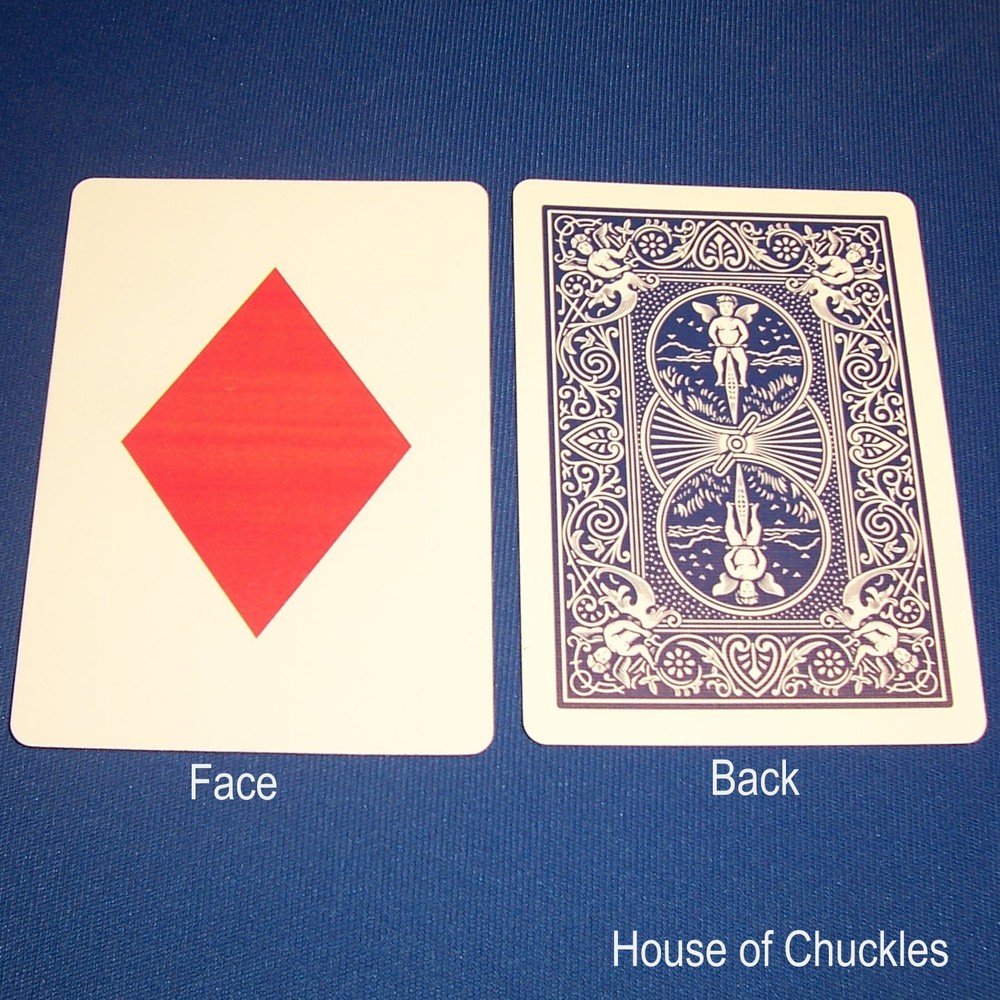 Large Red Diamond, Bicycle Custom Printed Gaff Card, Blue