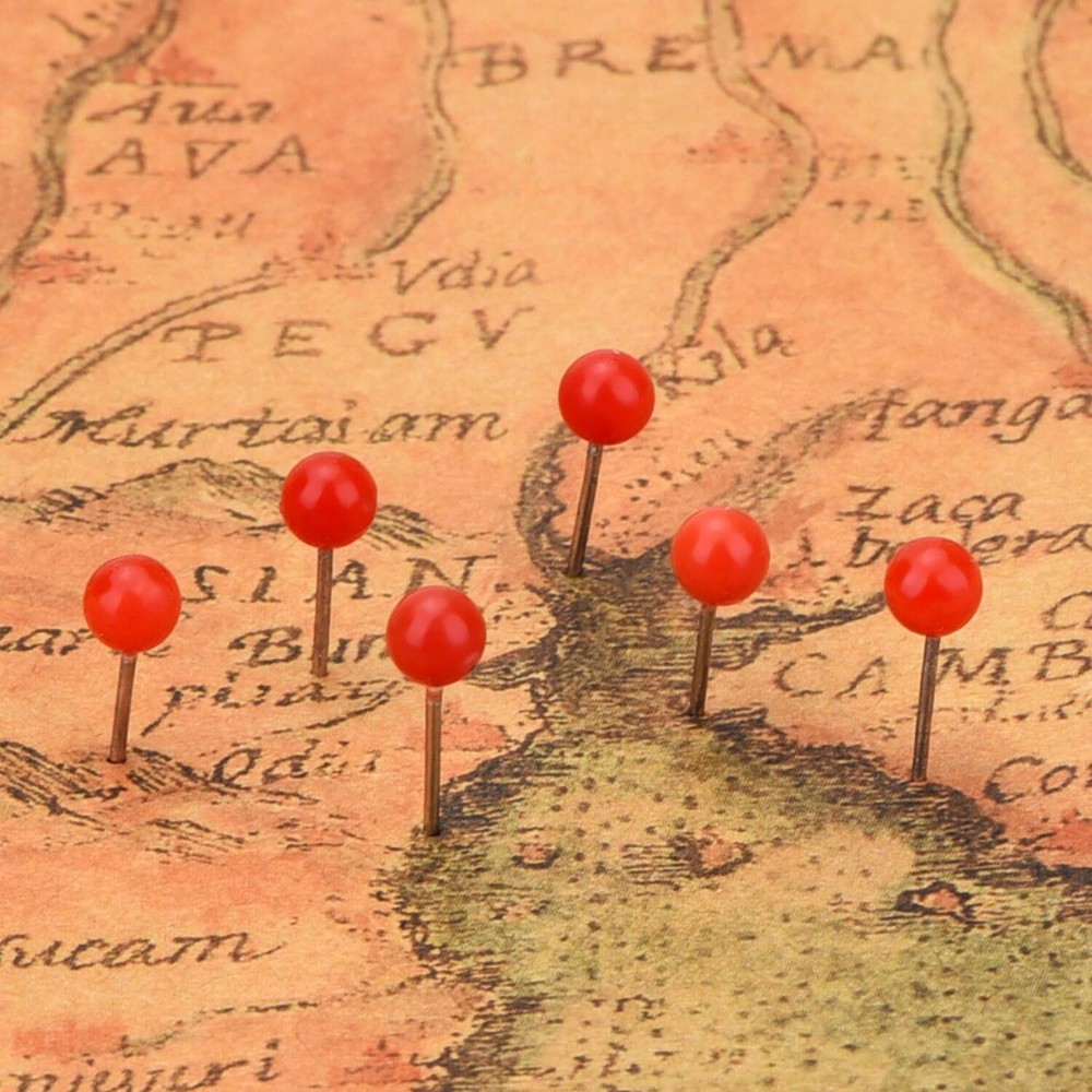 500 Pack Map Push Pins Map Tacks 1/8 Inch Small Size (Red)