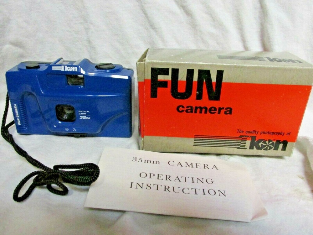 IKON FUN BLUE 35mm CAMERA WITH MANUAL & BOX