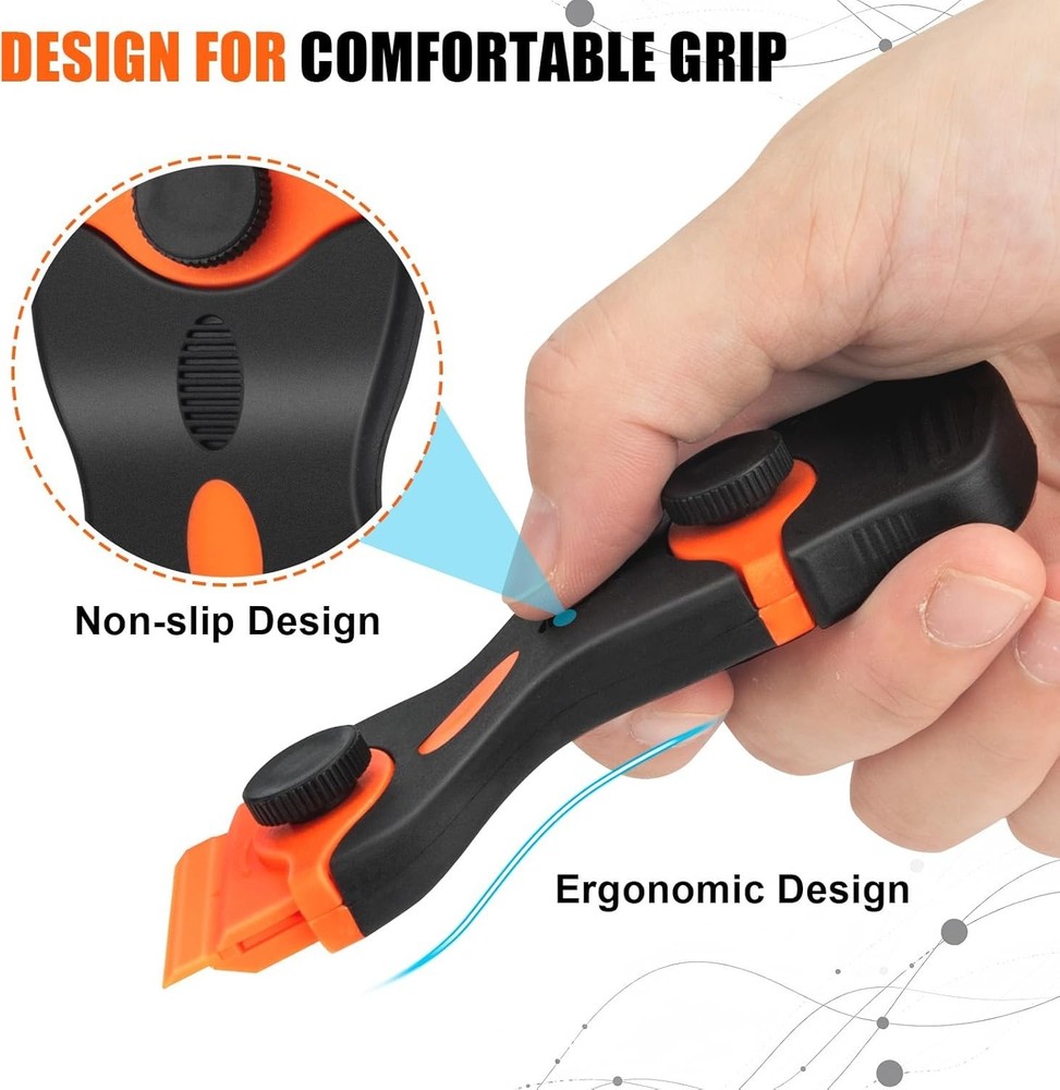 6 Pack Razor Blade Scraper Tool, for Cleaning With Extra 40Pcs Blade Scraper