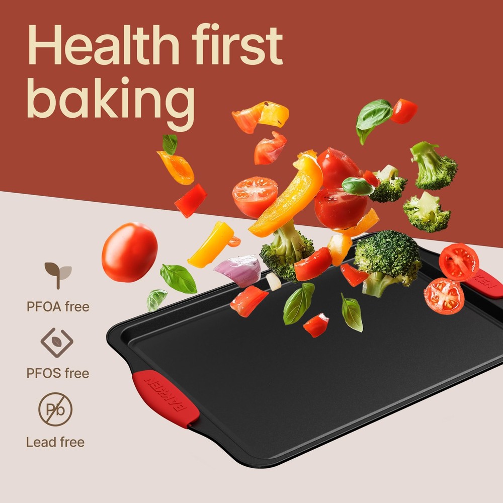 Baking Pan Set – 3 Piece Cookie Sheet – Deluxe Black 3 Set,
