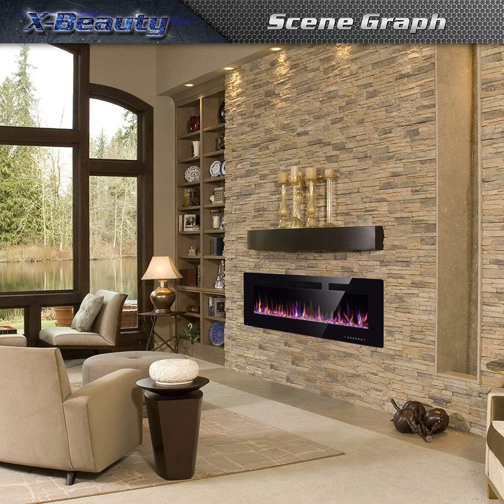 30" Electric Fireplace with Timer/Multicolor Flames/Touch Screen/Remote Control