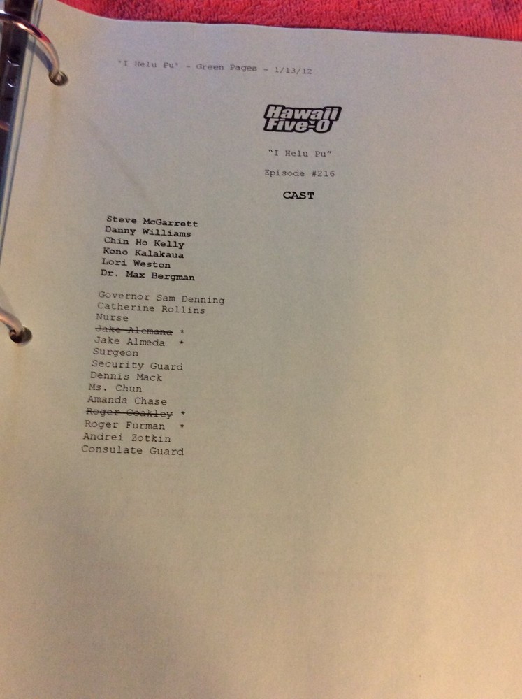 HAWAII FIVE-O ORIGINAL SCRIPT 216 SCHEDULE 2011 I HALU PU DANIEL DAE KIM