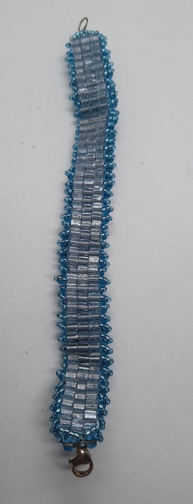 Vintage Teal Beaded 925 Bracelet 7"